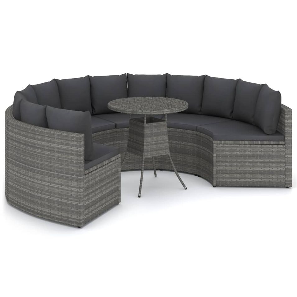 Salon de jardin 7 pcs avec coussins Résine tressée Gris 39 - Photo n°1