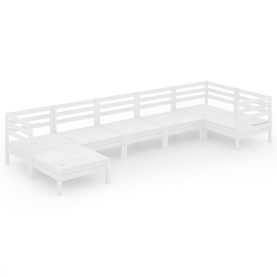 Salon de jardin 7 pcs Bois de pin massif Blanc 2 - Photo n°1