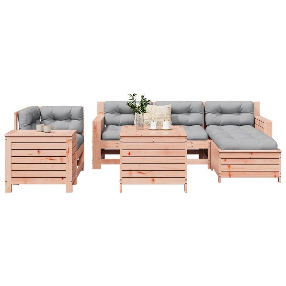 Salon de jardin 7 pcs bois massif sapin de douglas - Photo n°1