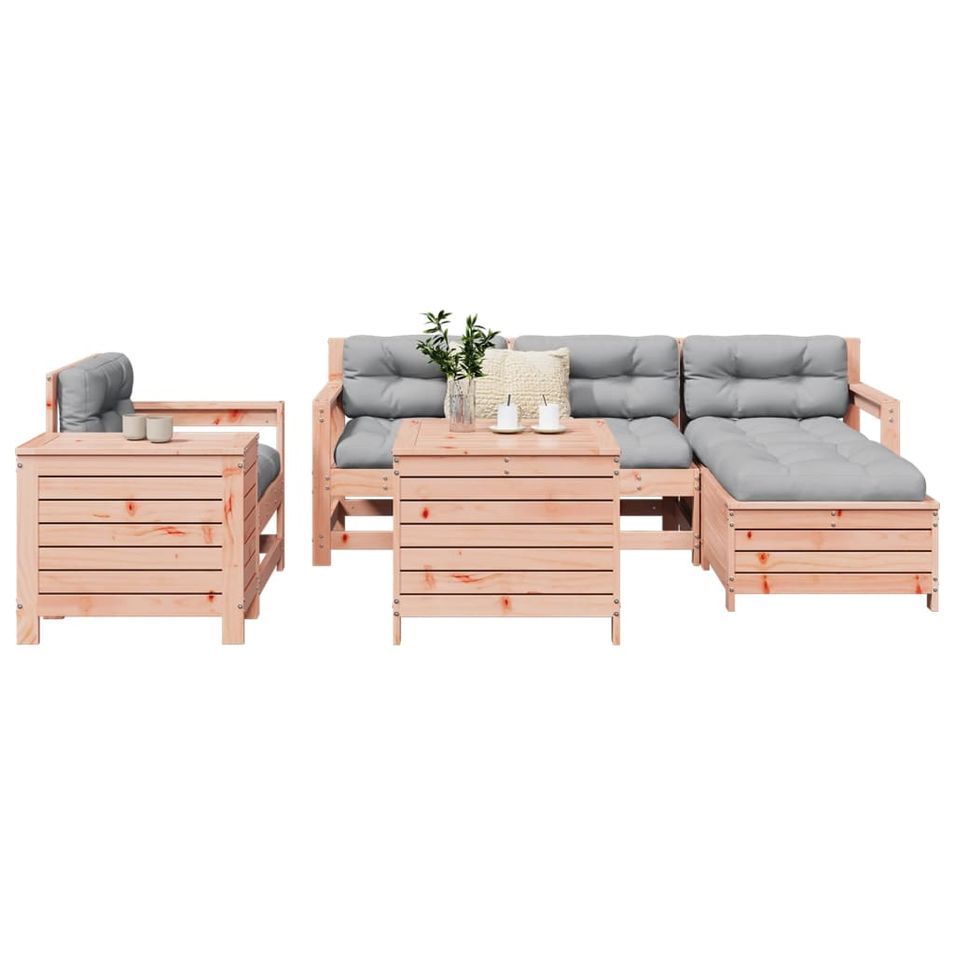 Salon de jardin 7 pcs bois massif sapin de douglas - Photo n°1