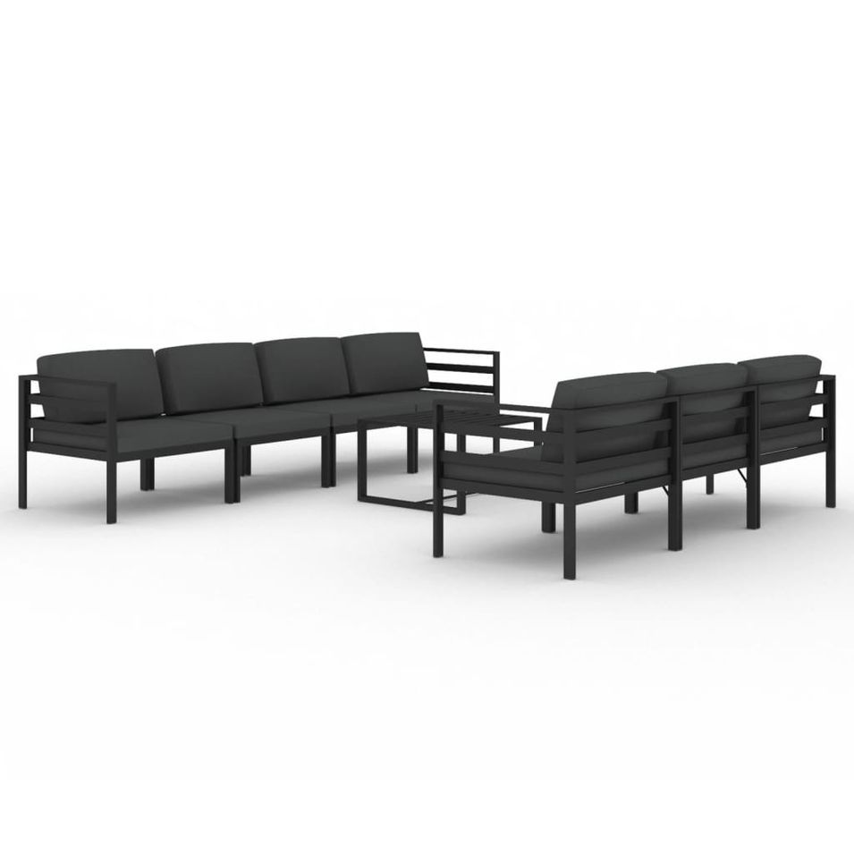 Salon de jardin 8 pcs avec coussins Aluminium Anthracite - Photo n°1