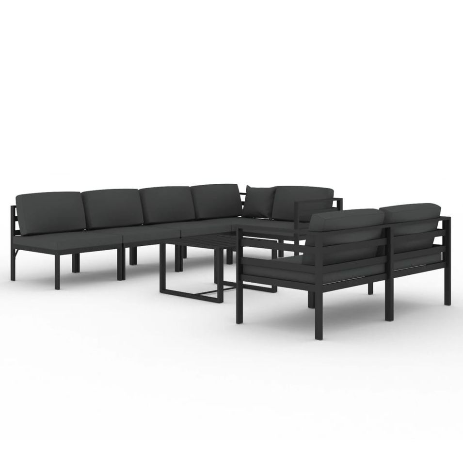 Salon de jardin 8 pcs avec coussins Aluminium Anthracite - Photo n°1