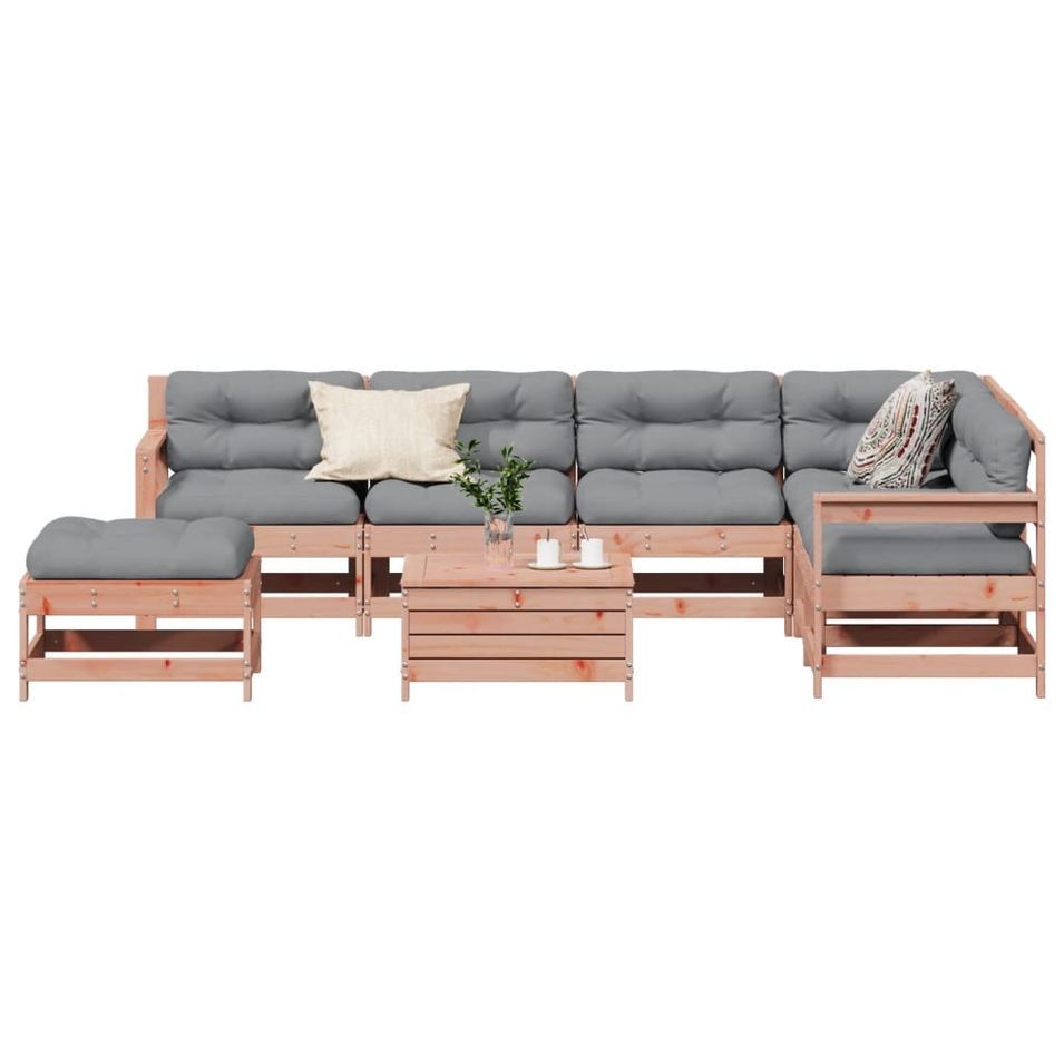 Salon de jardin 8 pcs avec coussins bois massif douglas - Photo n°1