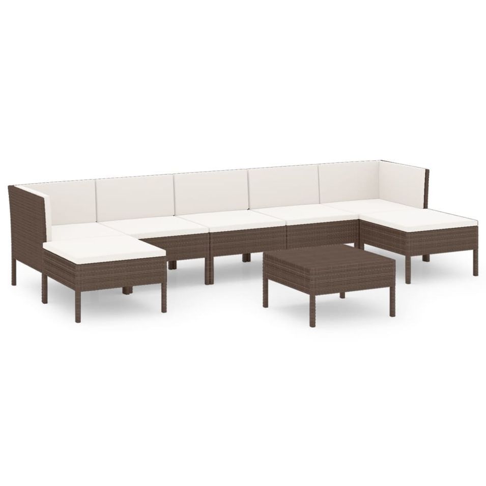 Salon de jardin 8 pcs avec coussins Résine tressée Marron 39 - Photo n°1