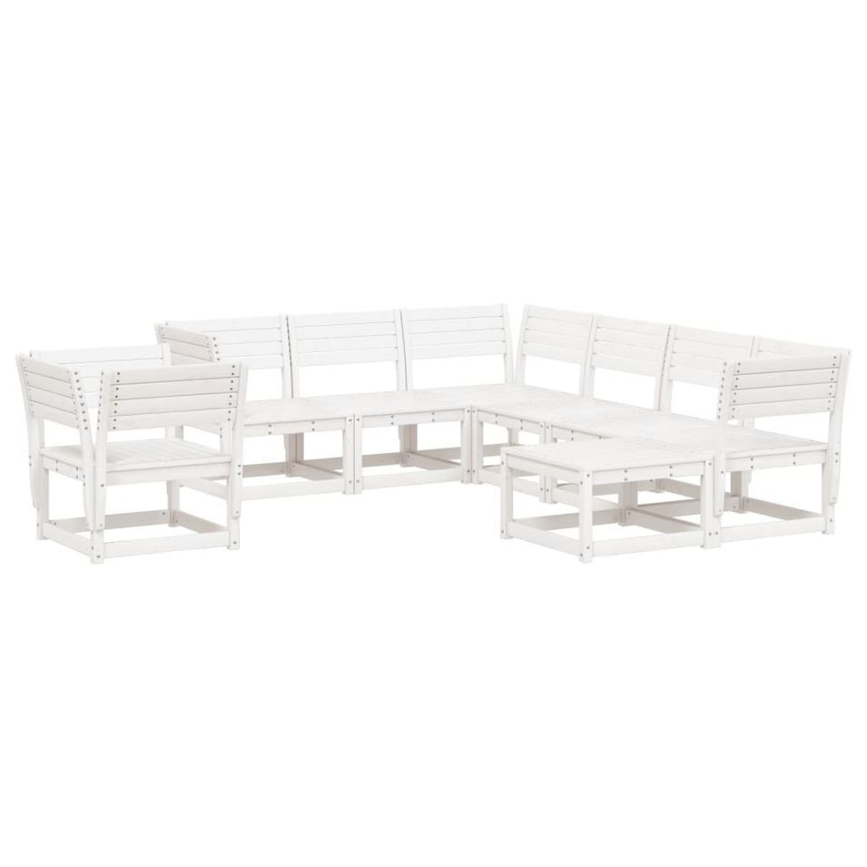 Salon de jardin 8 pcs Blanc Bois de pin massif - Photo n°1