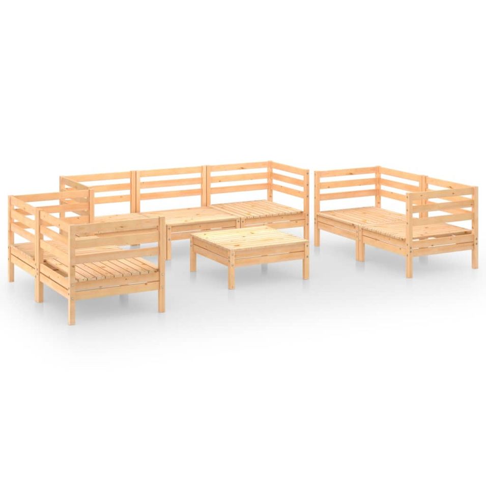 Salon de jardin 8 pcs Bois de pin massif 58 - Photo n°1