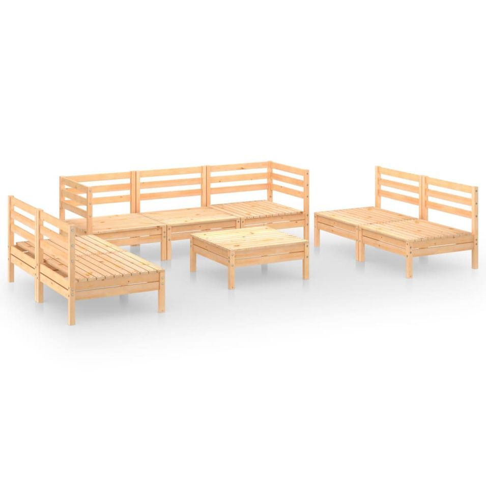 Salon de jardin 8 pcs Bois de pin massif 56 - Photo n°1