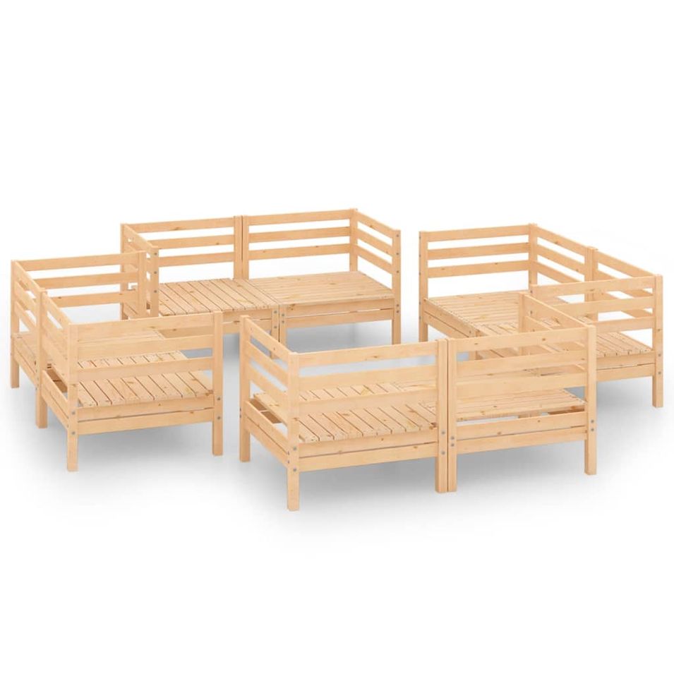 Salon de jardin 8 pcs Bois de pin massif 43 - Photo n°1