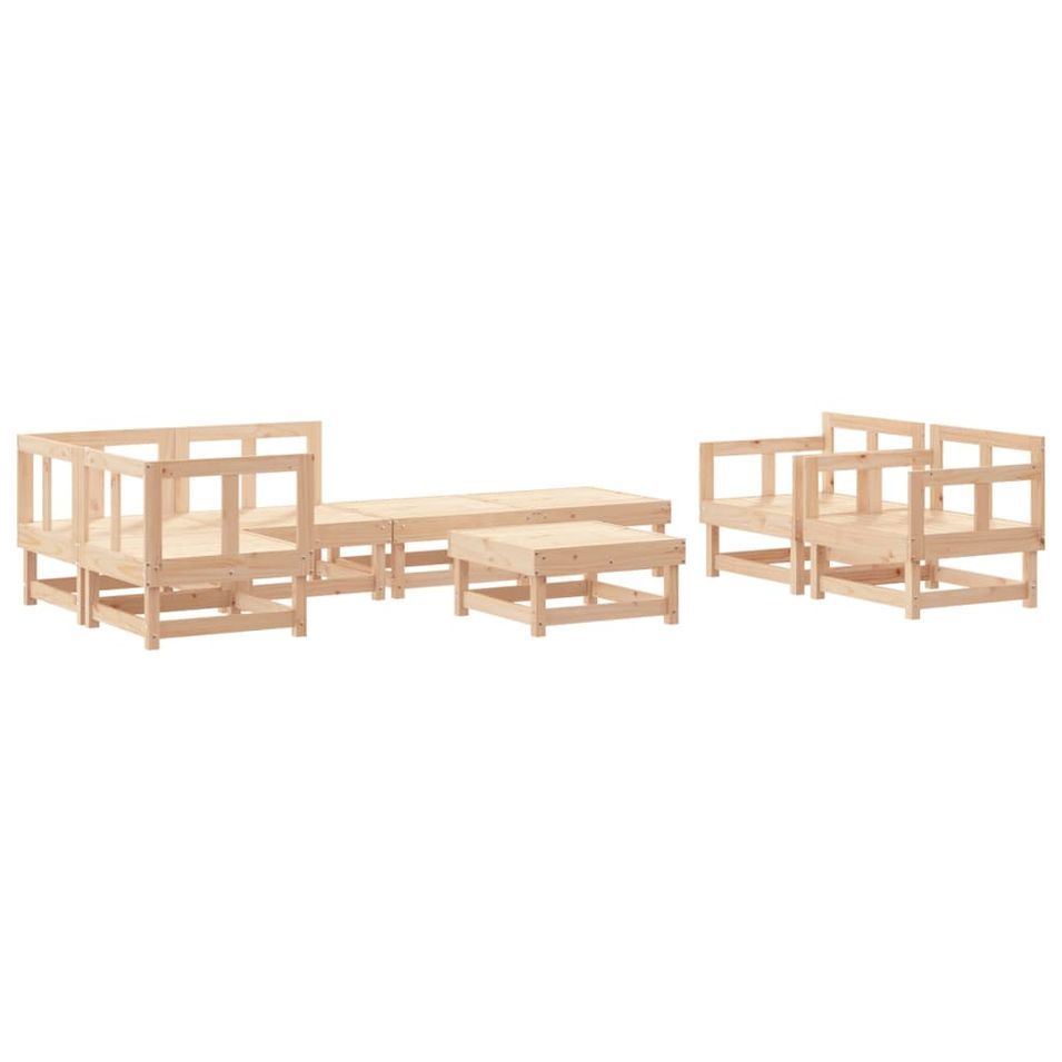 Salon de jardin 8 pcs Bois de pin massif - Photo n°1