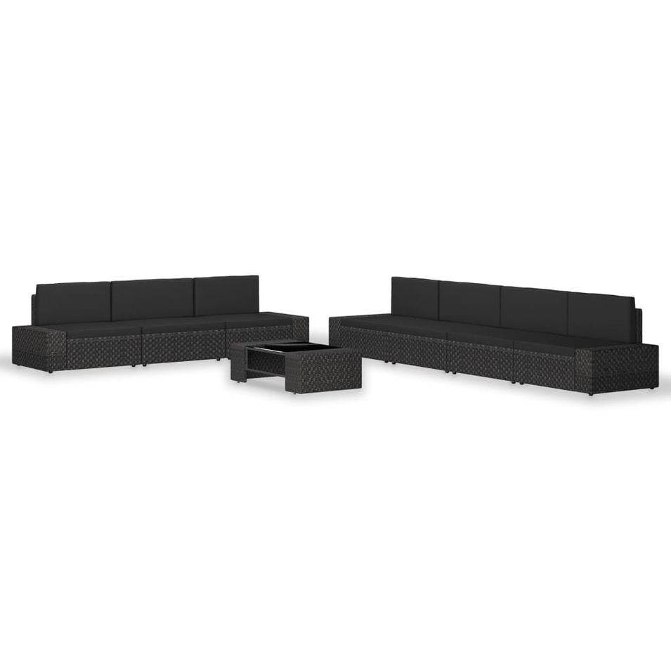 Salon de jardin 8 pcs Résine tressée Noir - Photo n°1