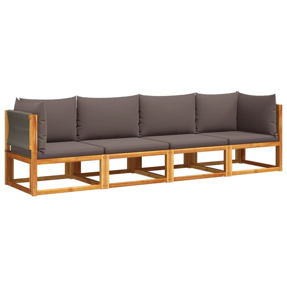 Salon de jardin avec coussins 4 pcs bois d'acacia massif - Photo n°1