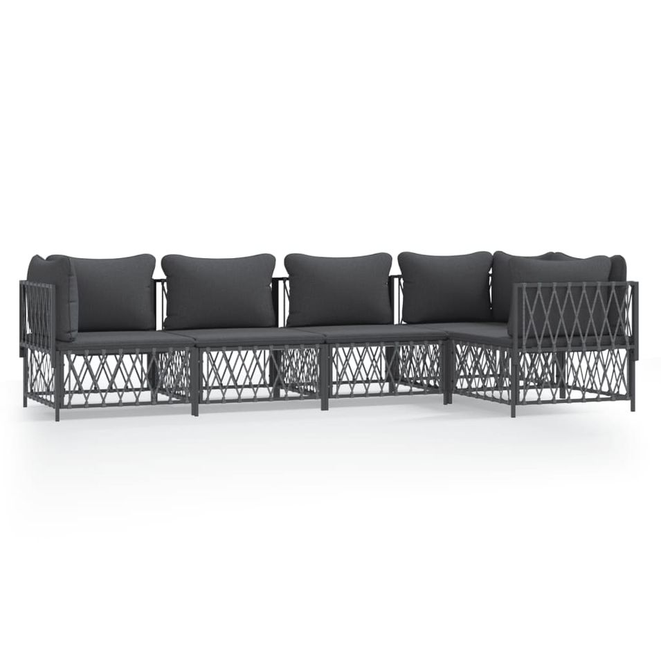 Salon de jardin avec coussins 5 pcs anthracite acier - Photo n°1