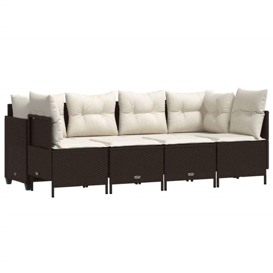 Salon de jardin avec coussins 5 pcs marron résine tressée - Photo n°1