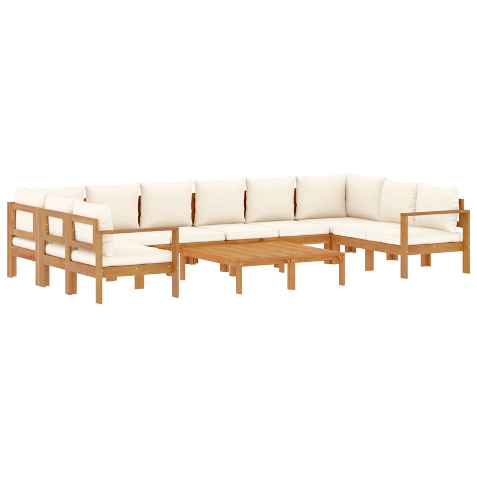 Salon de jardin avec coussins 8 pcs bois massif d'acacia - Photo n°1