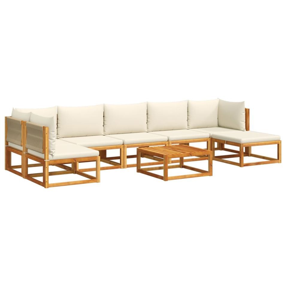 Salon de jardin avec coussins 8 pcs bois massif d'acacia - Photo n°1