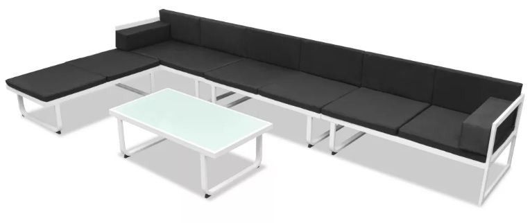 Salon de jardin modulaire 3 canapés métal blanc coussins noir Groove - Photo n°1