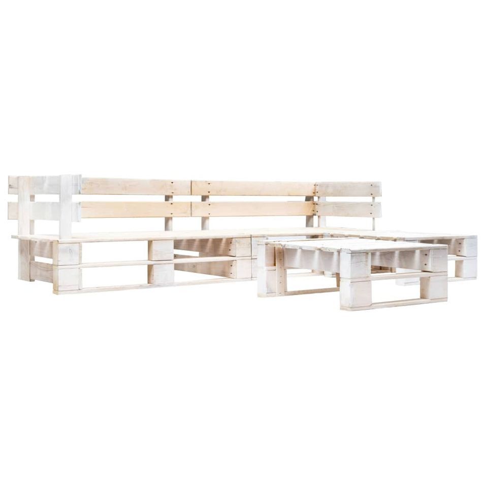 Salon de jardin palette 4 pcs Bois Blanc - Photo n°1