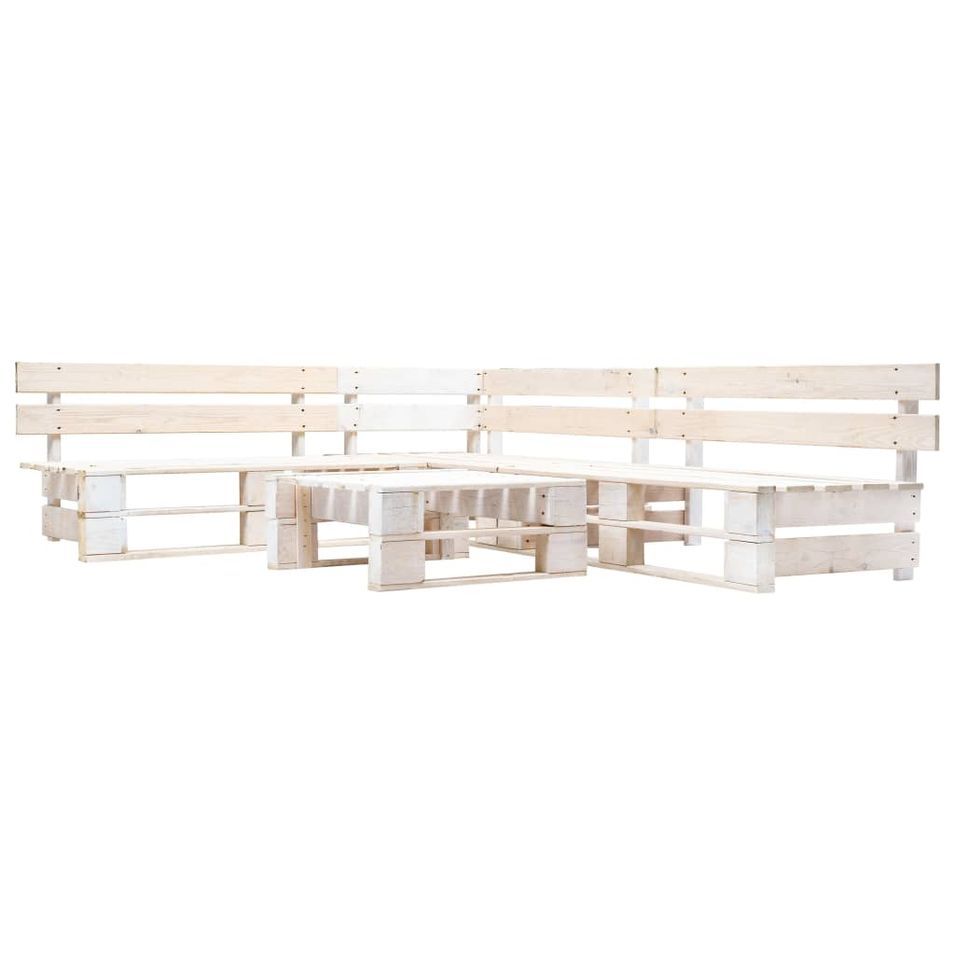 Salon de jardin palette 4 pcs Bois Blanc 2 - Photo n°1