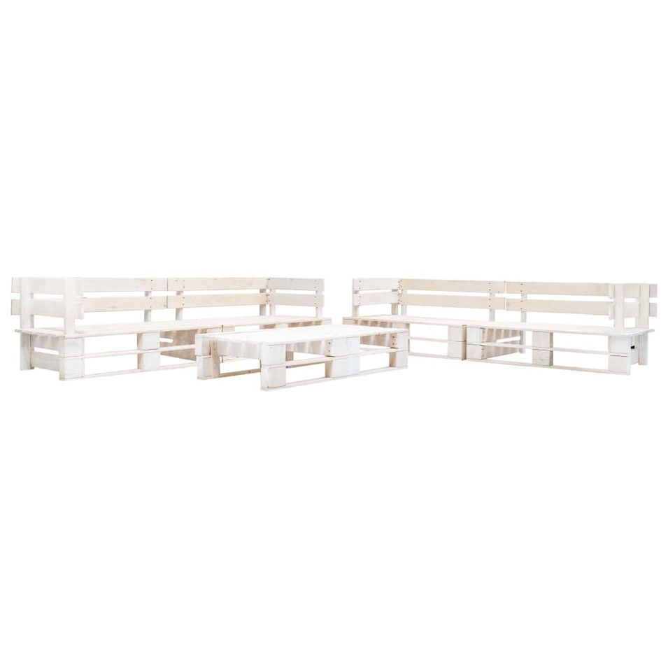 Salon de jardin palette 6 pcs Bois Blanc 12 - Photo n°1