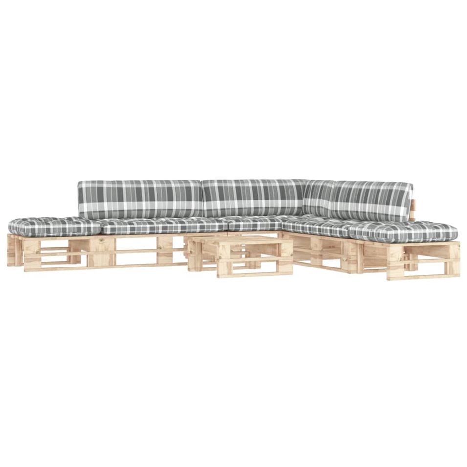 Salon de jardin palette 6pcs avec coussins Bois de pin imprégné 3 - Photo n°1