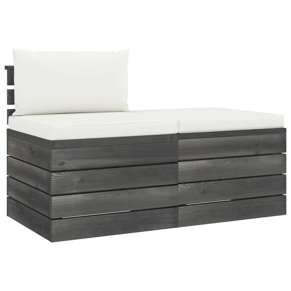 Salon palette de jardin 2 pcs avec coussins Bois de pin massif 19 - Photo n°1