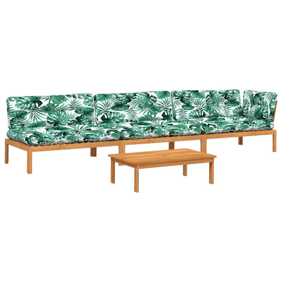 Salon palette de jardin avec coussins 4pcs bois d'acacia massif - Photo n°1