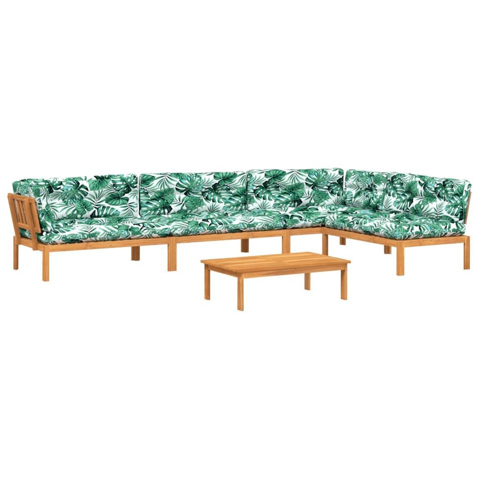 Salon palette de jardin avec coussins 5pcs bois d'acacia massif - Photo n°1