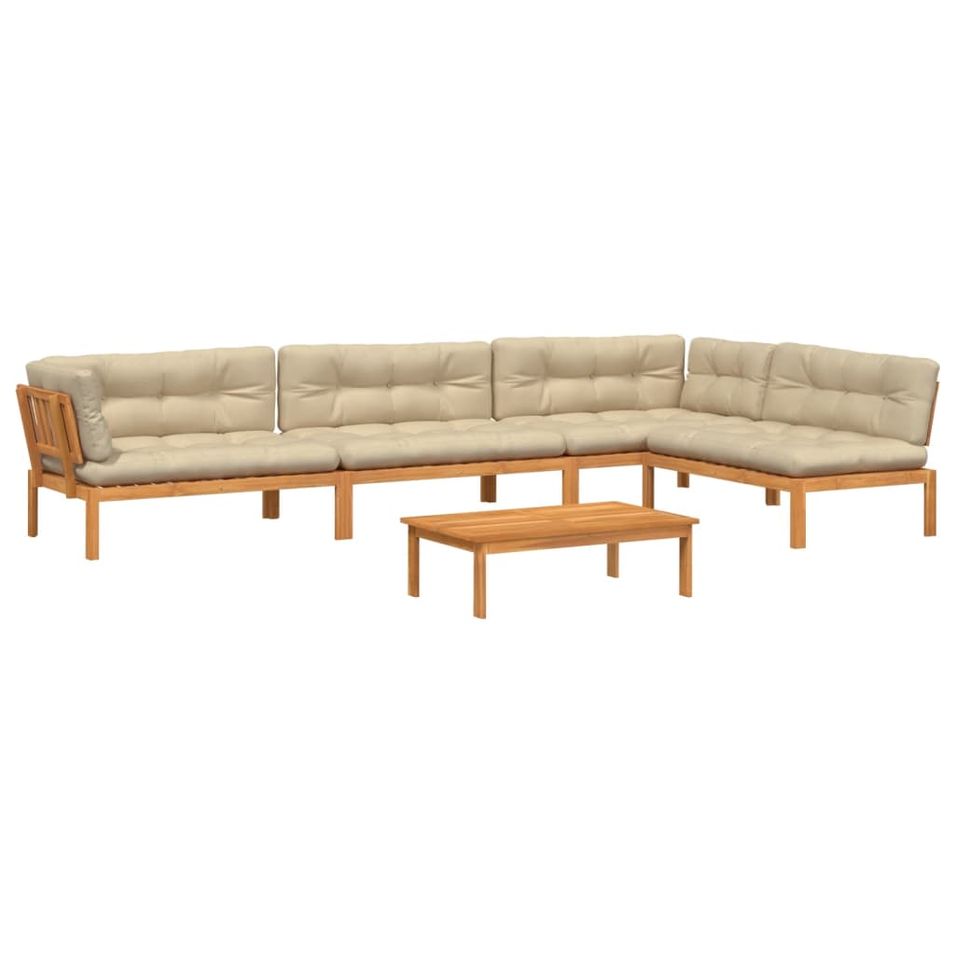 Salon palette de jardin avec coussins 5pcs bois d'acacia massif - Photo n°1