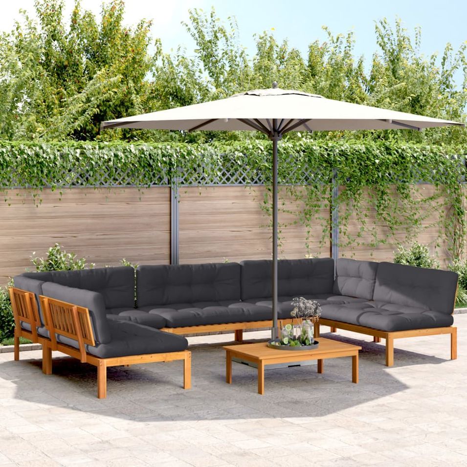 Salon palette de jardin avec coussins 6pcs bois d'acacia massif - Photo n°1