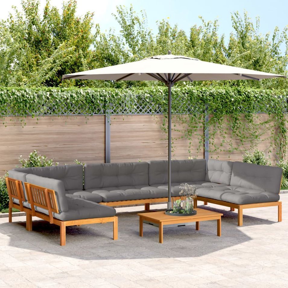 Salon palette de jardin avec coussins 6pcs bois d'acacia massif - Photo n°1