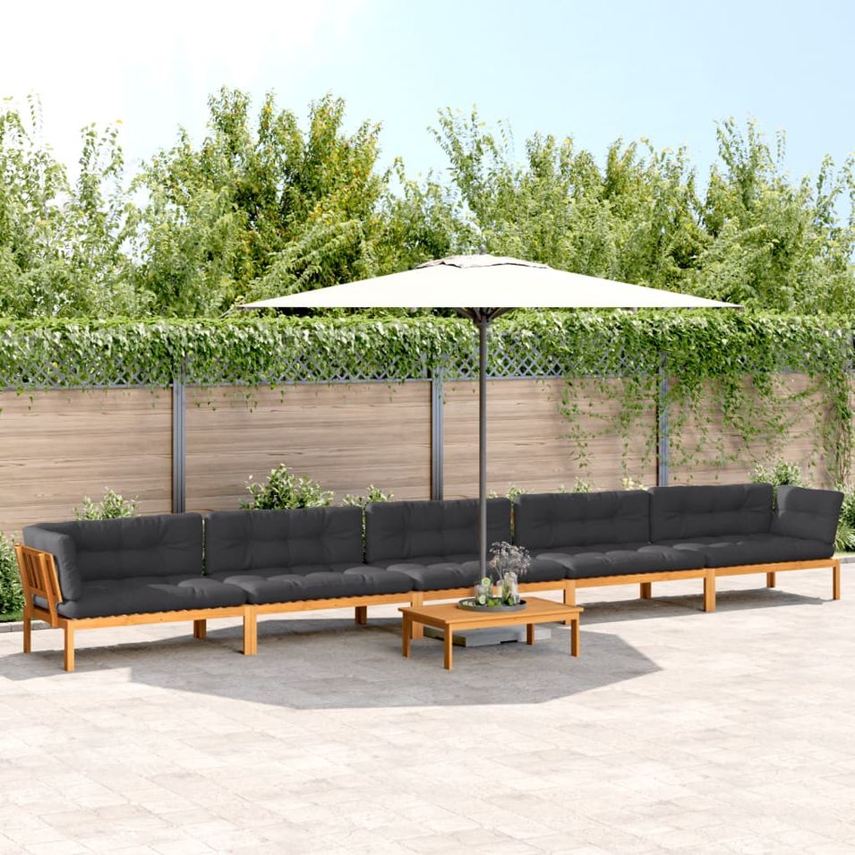 Salon palette de jardin avec coussins 6pcs bois d'acacia massif - Photo n°1