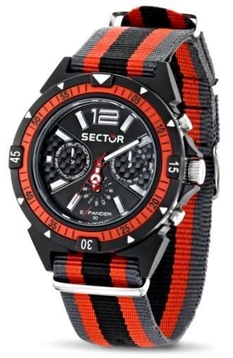 Sector 90 Expander Action. Gent - Plastic Case - Tissue Strap - Black/red Dial - Quartz - Only Time - Mineral Glass - 44mm - 10atm R3251197030 - Photo n°1