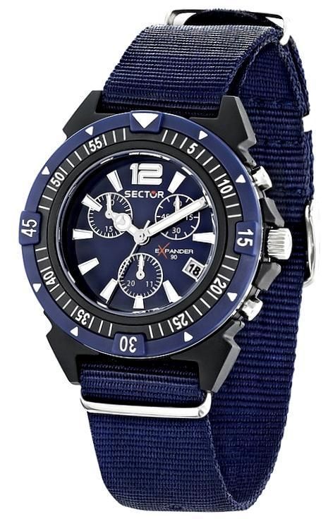 Sector 90 Expander Action. Gent - Plastic Case - Tissue Strap - Blue Dial - Quartz - Only Time - Mineral Glass - 40mm - 10atm R3271697002 - Photo n°1