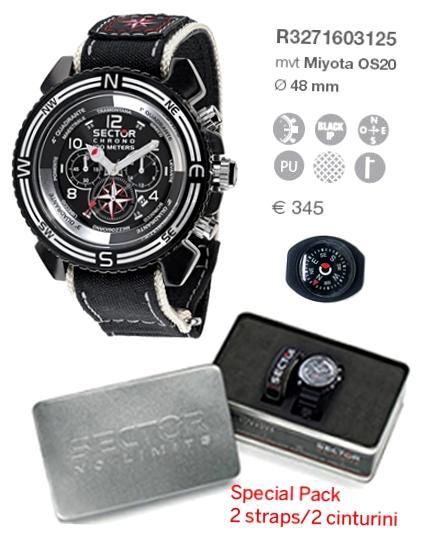 Sector Mountain Centurion Compass Chrono Black 2 Cinturini/2 Straps ** Special Packaging ** Promo*** R3271603125_2 - Photo n°1