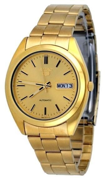 Seiko 5 Snx118k1 Automatic Sel Winding - S/s Gold Plated - Day-date- 37mm - Wr 30mt - Photo n°1