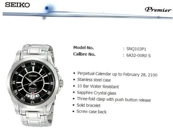 Seiko Elite Premier Only Time Ss Gent Perpetual Calendar SNQ103P1 - Photo n°1