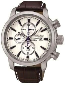 Seiko Neo Sport Ss Chrono Gent White / Brown SNAF51P1 - Photo n°1