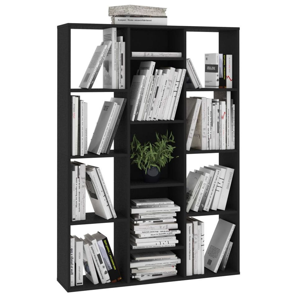 Séparateur de pièce/Bibliothèque Noir 100x24x140 cm - Photo n°1