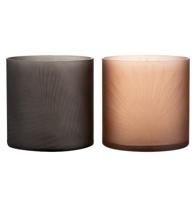 Set de 2 photophores verre noir et marron Cintee H 20 cm - Photo n°1