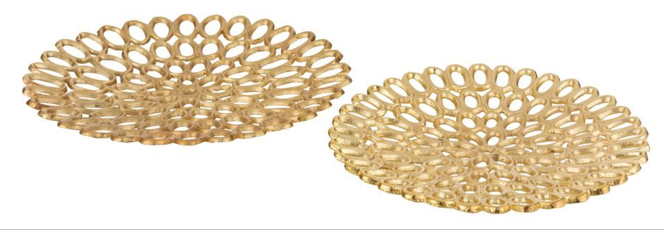 Set de 2 plat rond aluminium doré Gona - Lot de 2 - Photo n°1