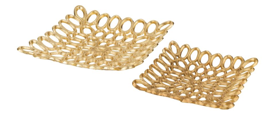 Set de 2 plats carré aluminium doré Clotilde - Lot de 2 - Photo n°1