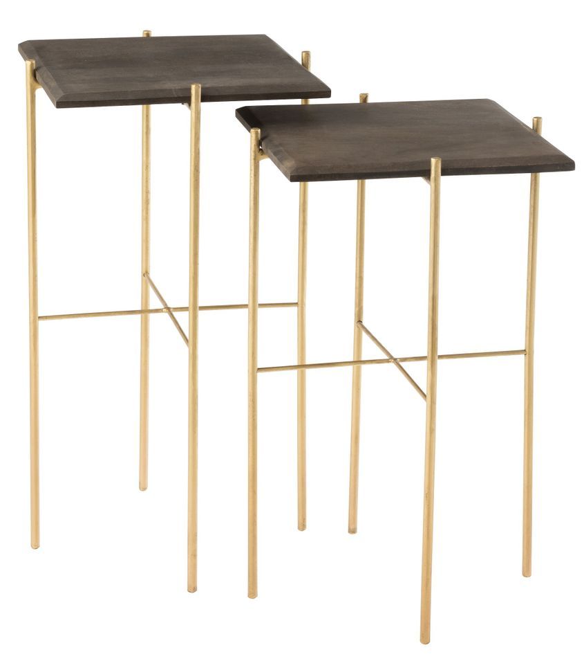 Set de 2 table gigogne carré métal marron Farida L 36 cm - Photo n°1