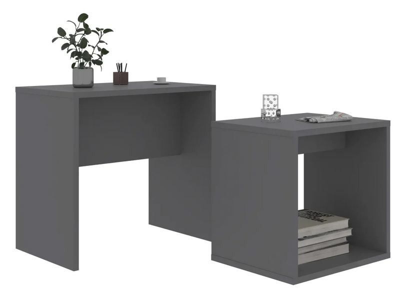 Set de 2 tables basses gigognes bois gris Filow 37 - 48 cm - Photo n°1