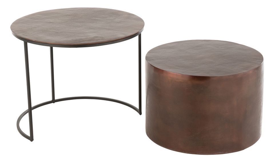 Set de 2 tables bloc rond métal marron Maggie D 60 cm - Photo n°1