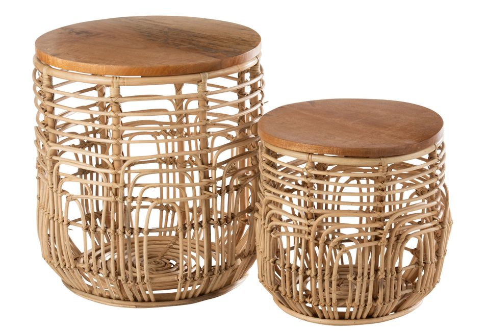 Set de 2 tables en rotin naturel Ellen D 51 cm - Lot de 2 - Photo n°1