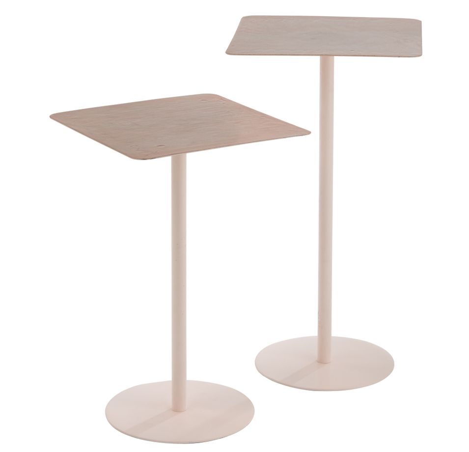 Set de 2 tables gigogne carrée métal rose Fiany L 32.5 cm - Photo n°1