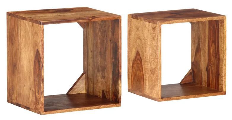 Set de 2 tables gigognes bois massif clair Kamif - Photo n°1