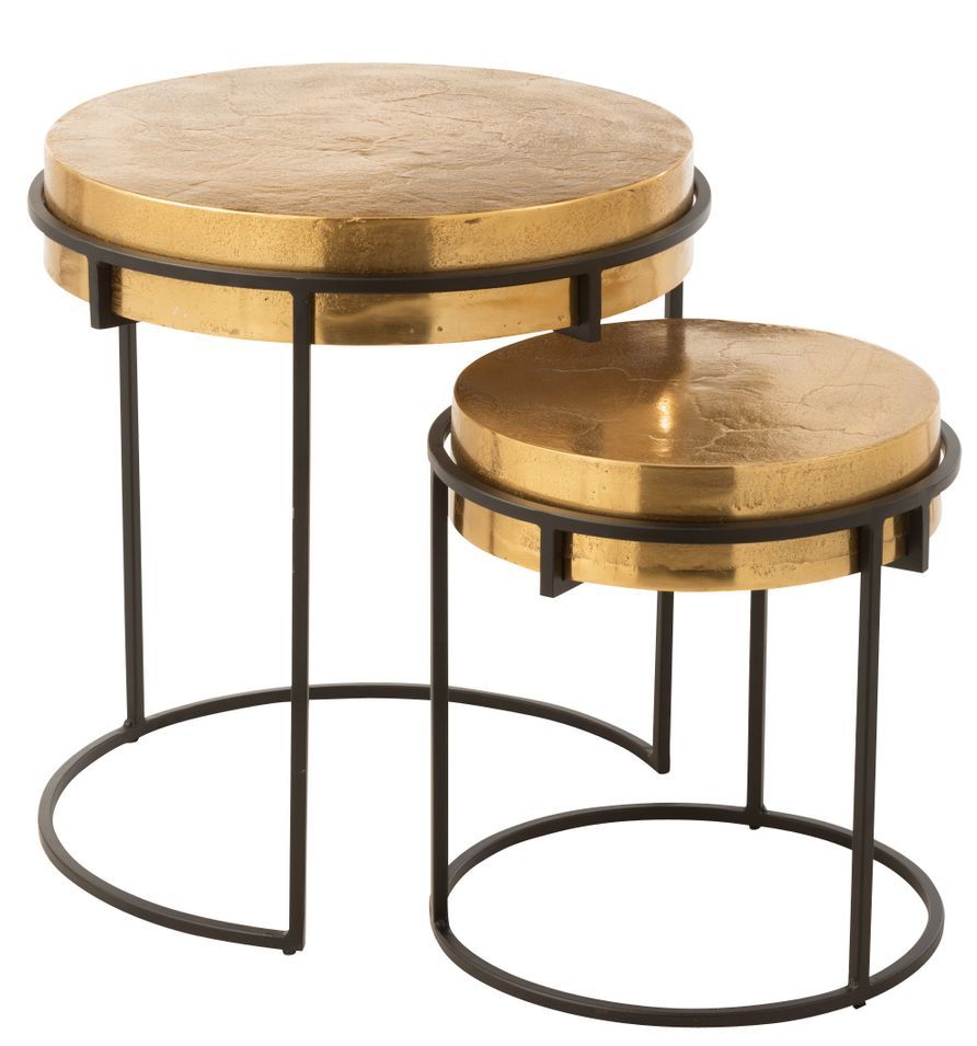 Set de 2 tables ronde aluminium bicolore Lay D 43-D 34 cm - Photo n°1