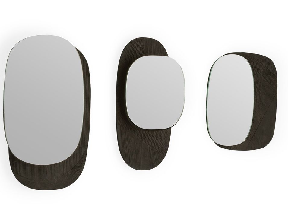 Set de 3 miroirs muraux en bois noir VINCY - Photo n°1