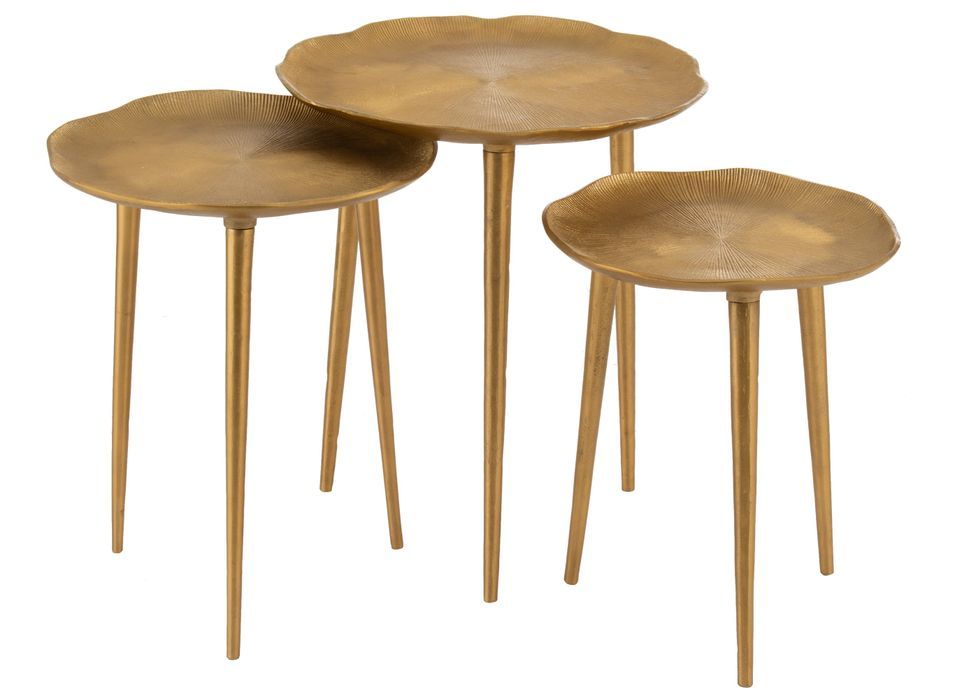 Set de 3 table baroque métal doré Dami D 45/D 40/D 35 cm - Photo n°1